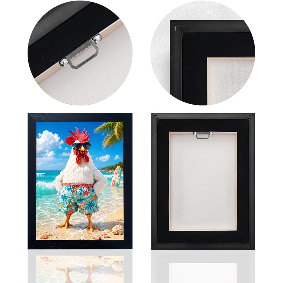 Funny Beach Rooster Decor Wall Art (Wall Art Framed 42 / 10"L x 8"W)