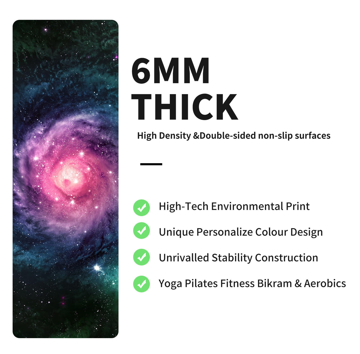 Yoga Mat Print Extra Thick TPE Non Slip Fitness Exercise Mat with Carrying Bag (ChenXingLiaoLuo)