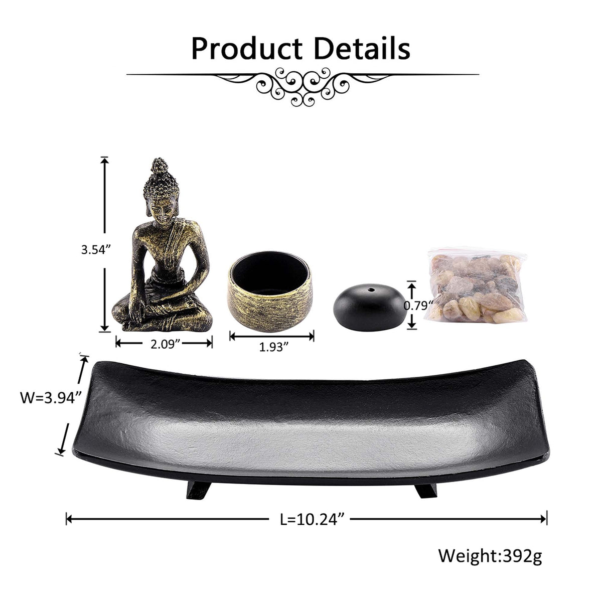 Zen Garden Set Buddha Statue w (Set 2)