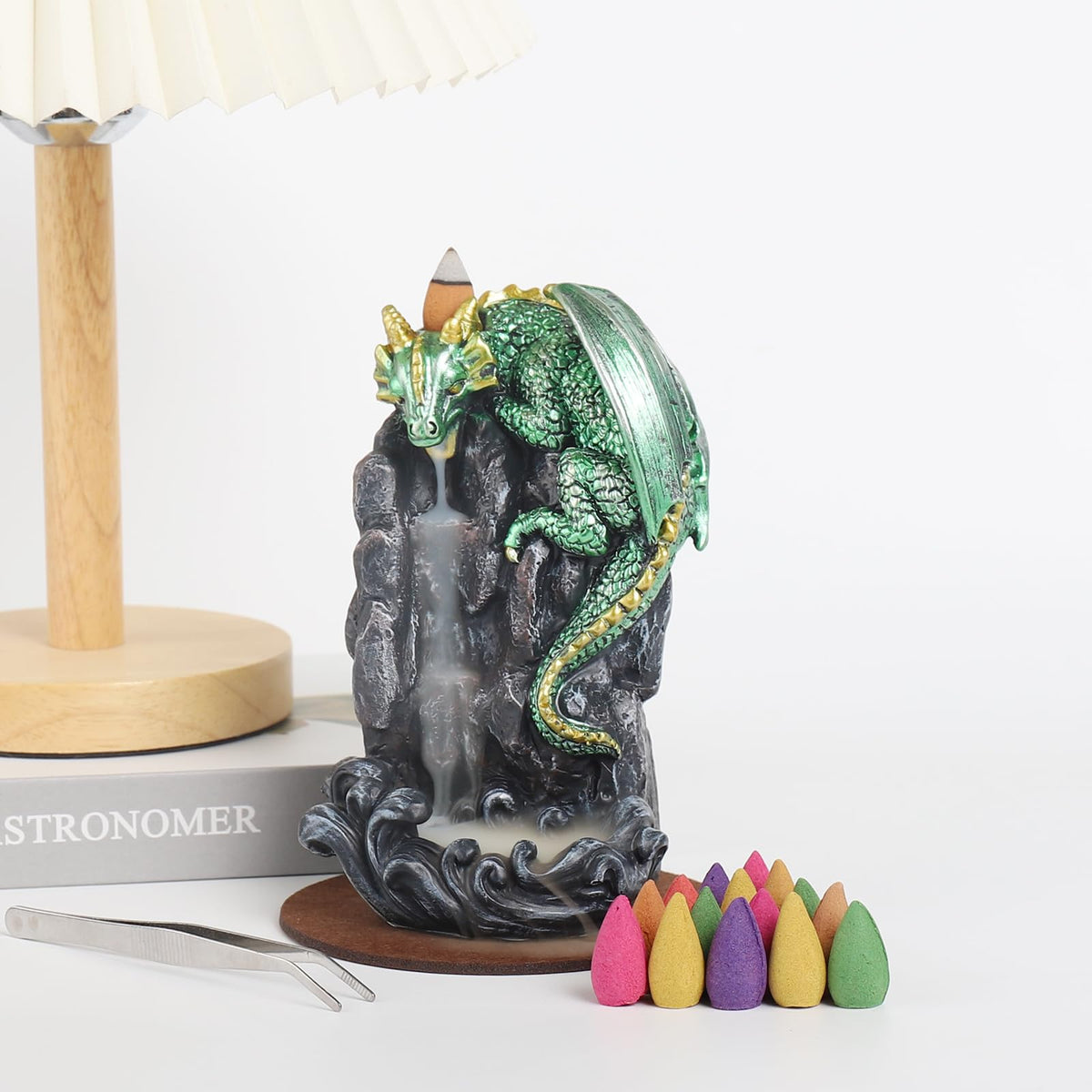 Dragon Backflow Incense Holder Waterfall Incense Burner (Green)