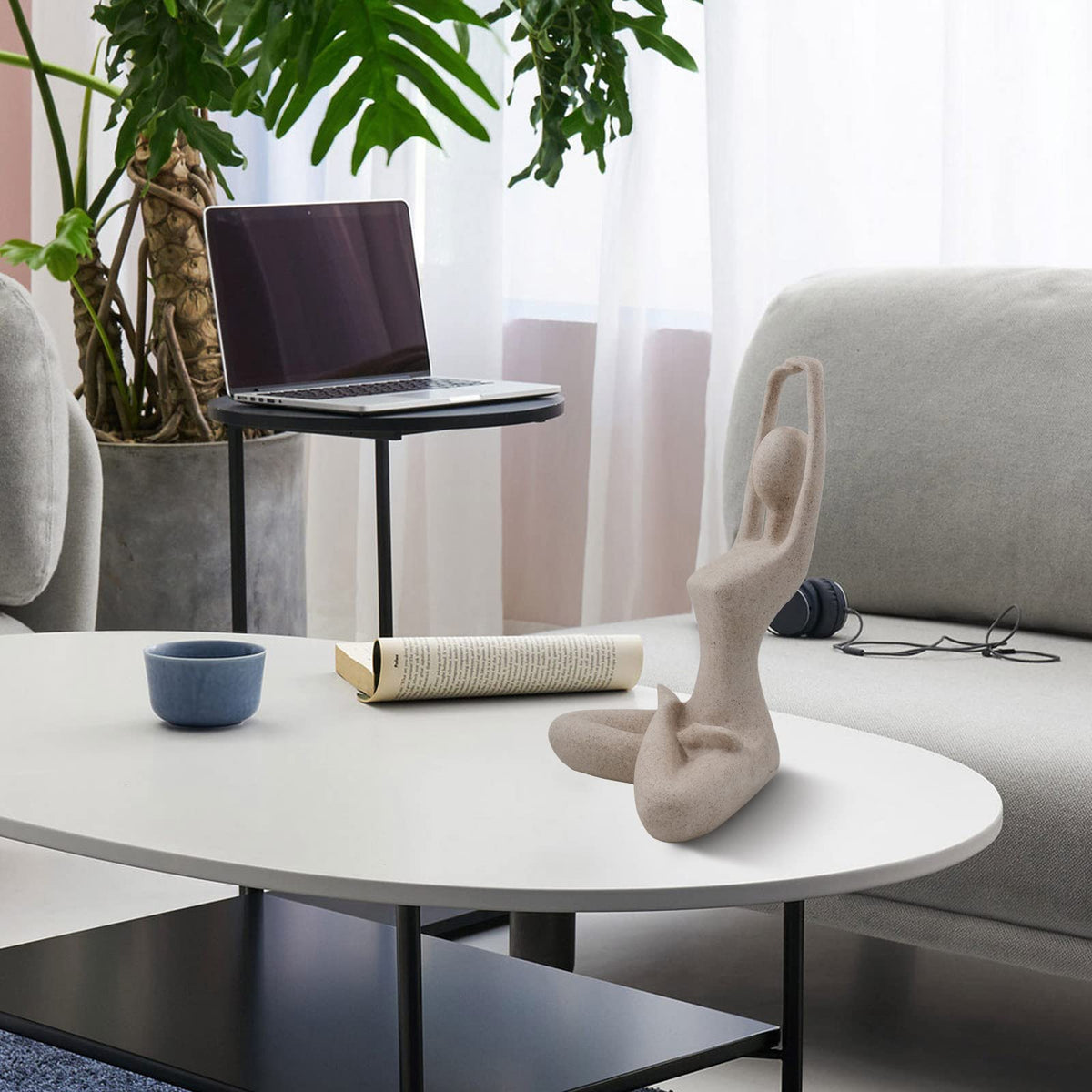 Yoga Lady Statue Modern Sculpture for Home Office Desk Decor Resin Sandstone Abstract Figurine Yogis Gifts 9 1 (Resting Muse)