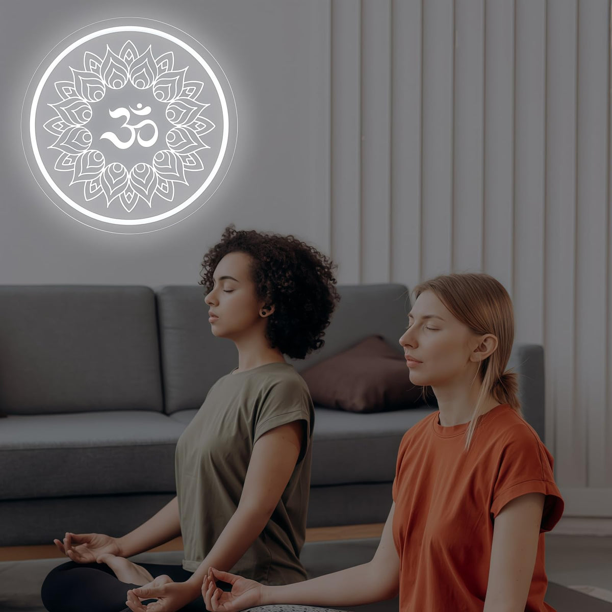 Om Mandala Neon Sign (Om-Cold White M)