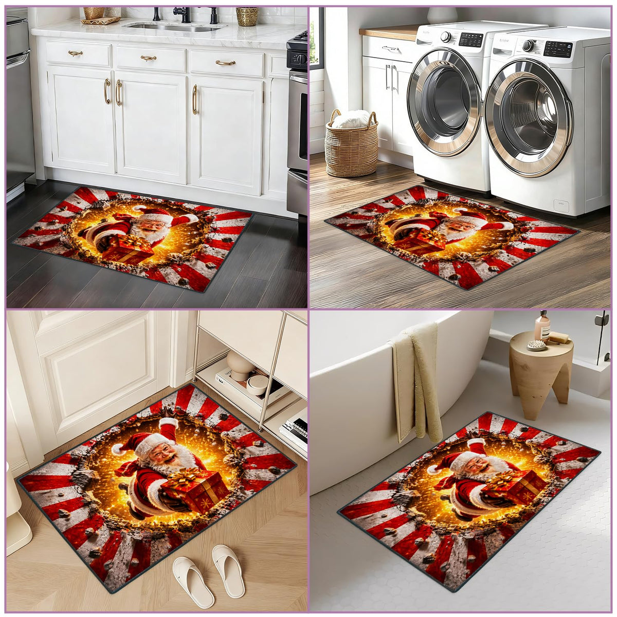 Christmas Funny Santa Claus Entryway Area Rug 2x3 Ft (110 / 2' x 3' (Rectangular))
