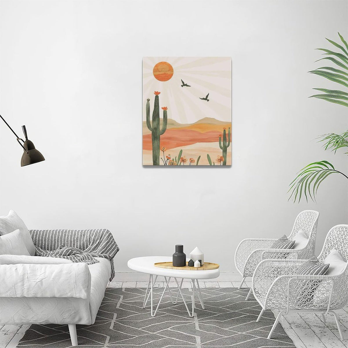 Boho Cactus Wall Art Succulent Desert Pictures Wall Decor Minimalist Nature Canvas Painting Print Home Modern Artwork Decorations Framed for Bathroom Living Room Bedroom Office 16 x 20 inch (20"L x 16"W / Cactus)