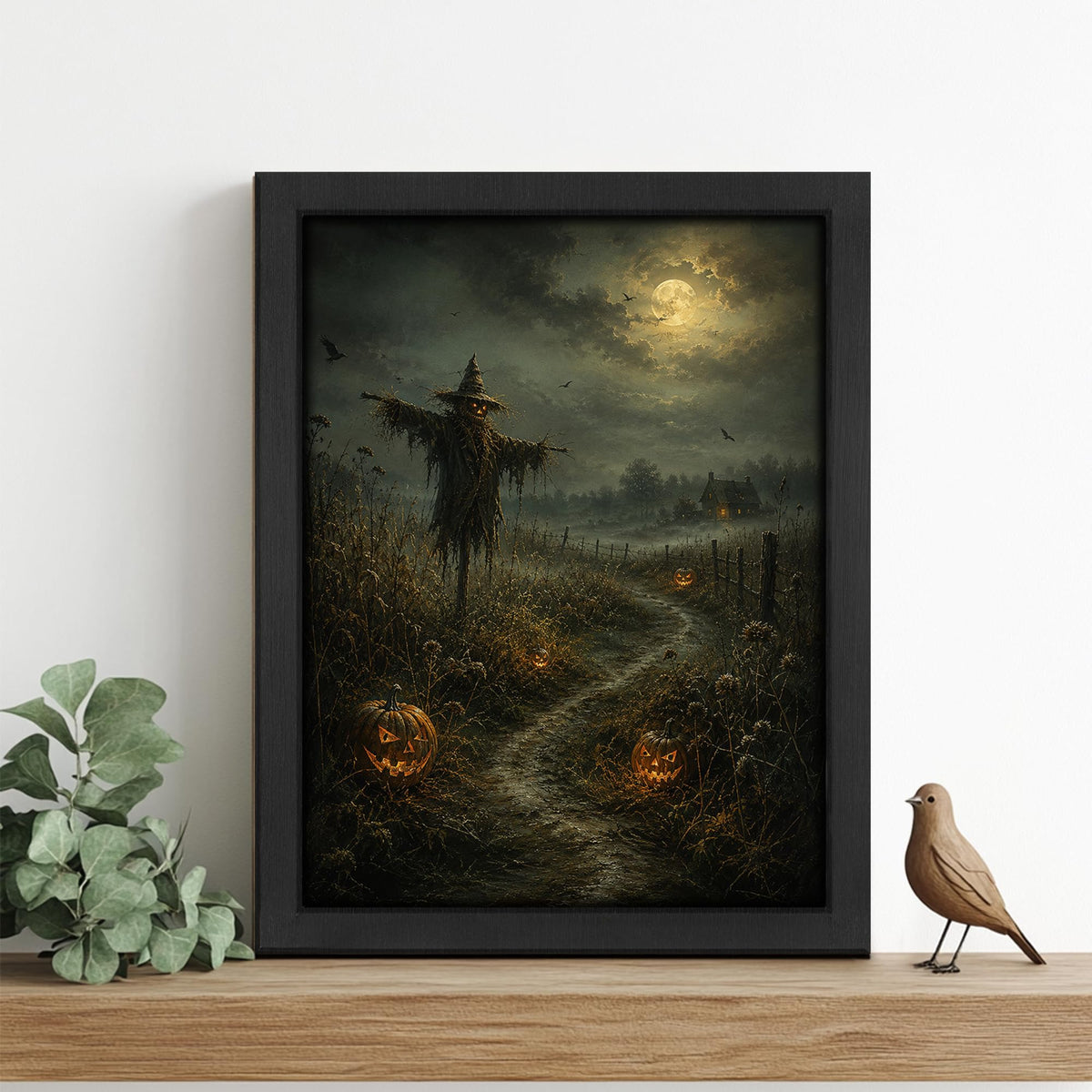 Halloween Scarecrow Decor Wall Art (Wall Art Framed 45 / 20"L x 16"W)