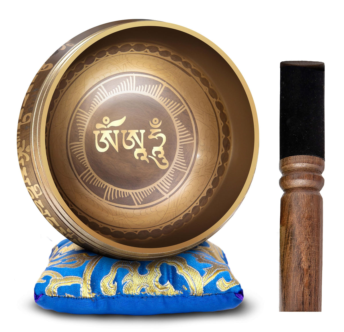 Tibetan Singing Bowl Set (Brown - Blue / 4 Inches)