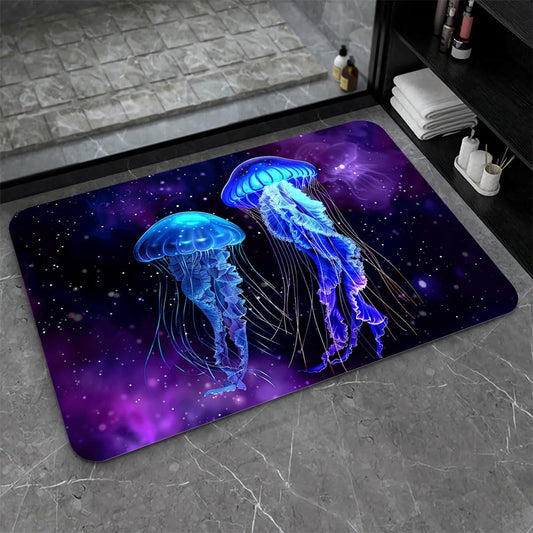 Bath Mat Bathroom Rug (Starry Jellyfish- / 1'8" x 2'8" (Rectangular))