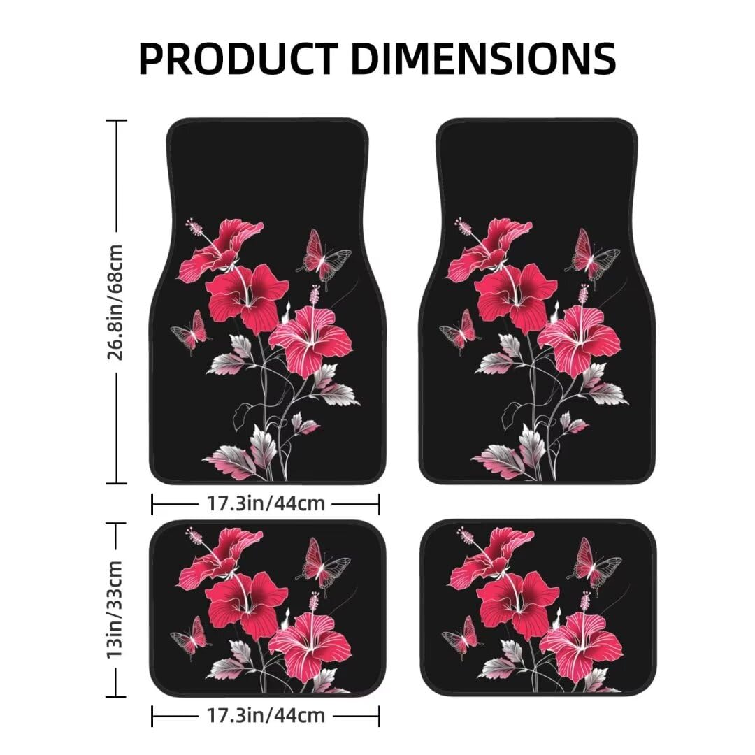 Pink Flower Floor Mats Tropical Hibiscus Car Floor Mats Universal Fit for Cars Trucks SUVs Sedans (Pink Flower)