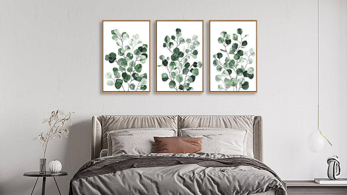 Sage Green Eucalyptus Leaf Framed Wall Art (Green Eucalyptus Leaf / 36"L x 24"W)