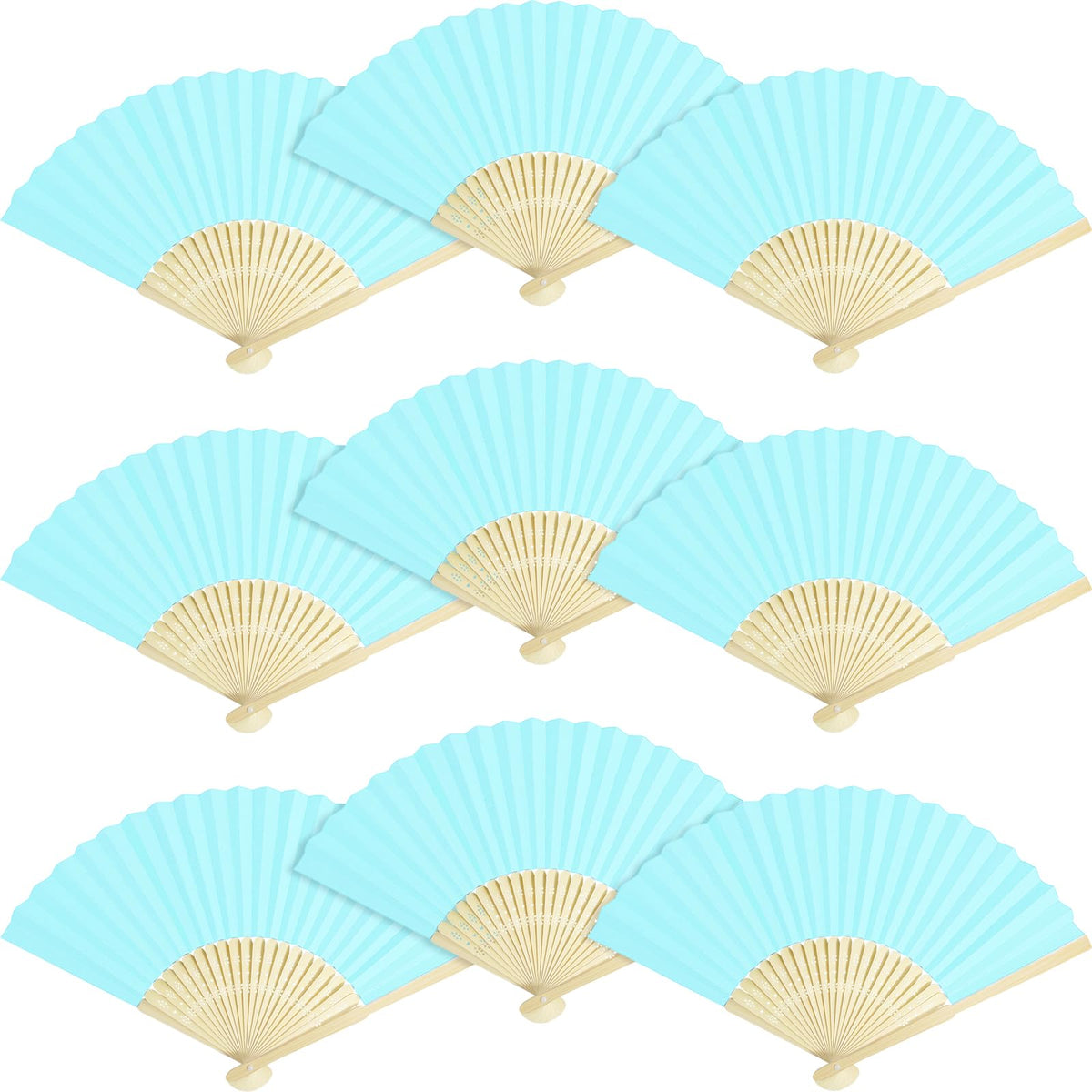 50 Piece Paper Fans (Blue)