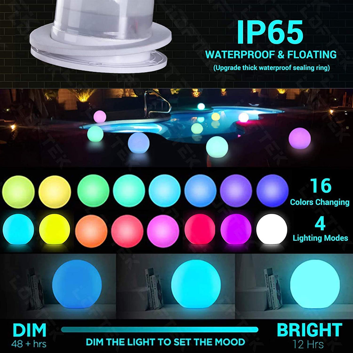 Pool LED Light Ball (12-inch)