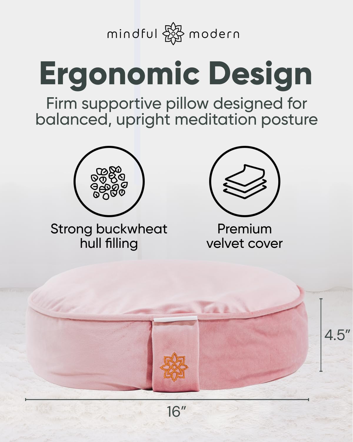 Mindful & Modern Velvet Meditation Cushion (Blush Pink)