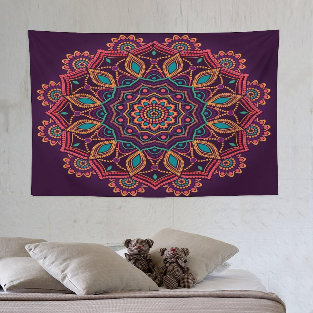Mandala Tapestry Wall Hanging Indian Hippie Bohemian Art Floral Texture Pattern Tapestries Home Decor for Living Room Bedroom Kitchen Dorm 40"x60" (40"L x 60"W / Mandala-7)