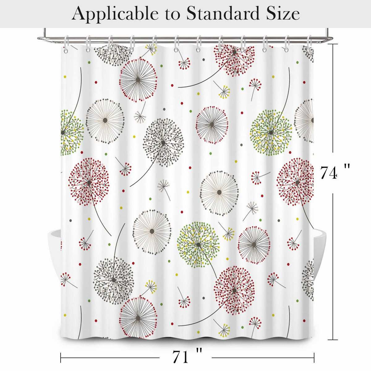 Whimsical Dandelion Shower Curtain 71x74 Inch (Abstract Dandelion)