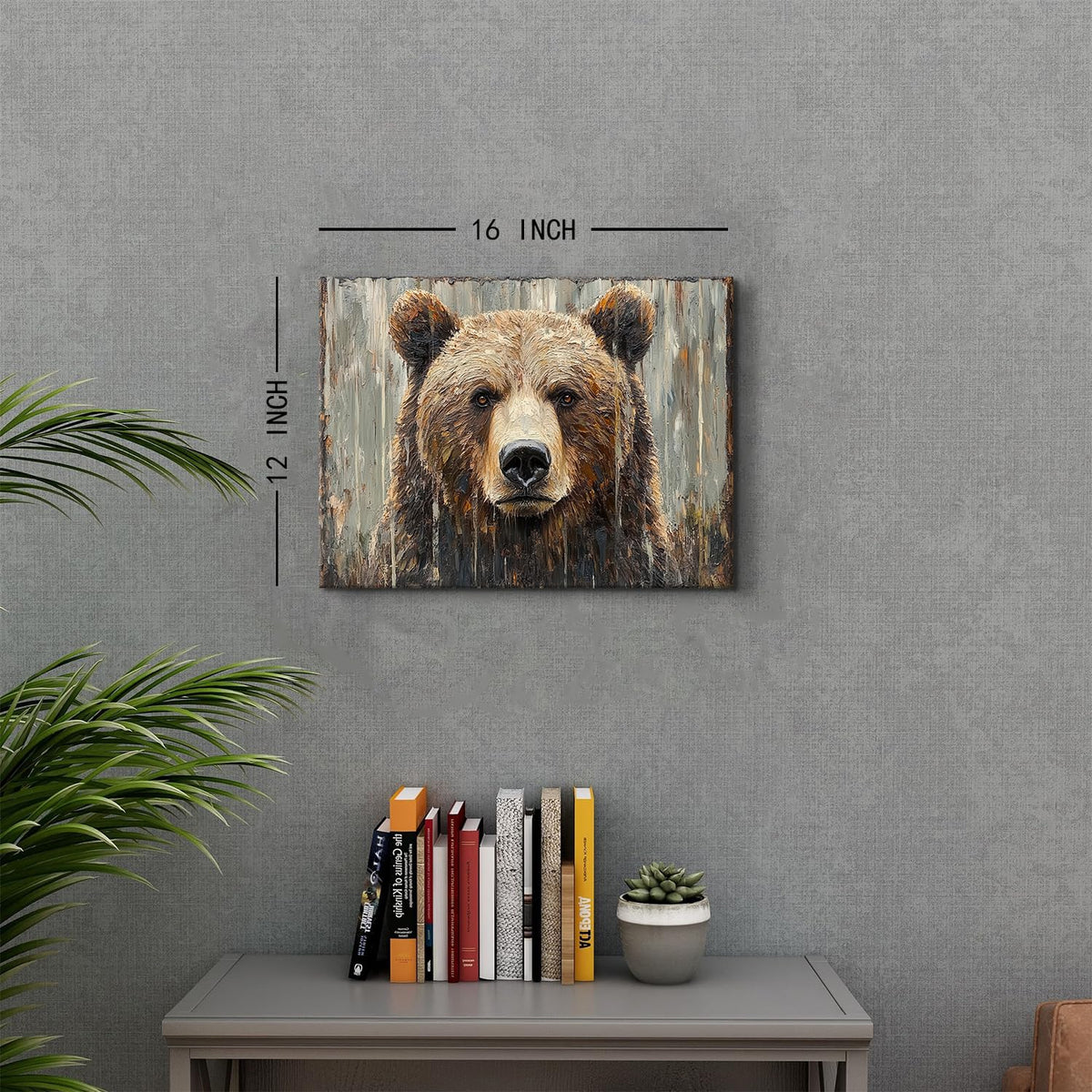 Rustic Bear Wall Art Bedroom Decor Brown Bear Head Canvas Pictures for Cabin Vintage Animal Themed Paintings Poster Modern Neutral Wildlife Prints Farmhouse Landscape Artwork for Home Decoration 12x16" (16"L x 12"W / Bear)
