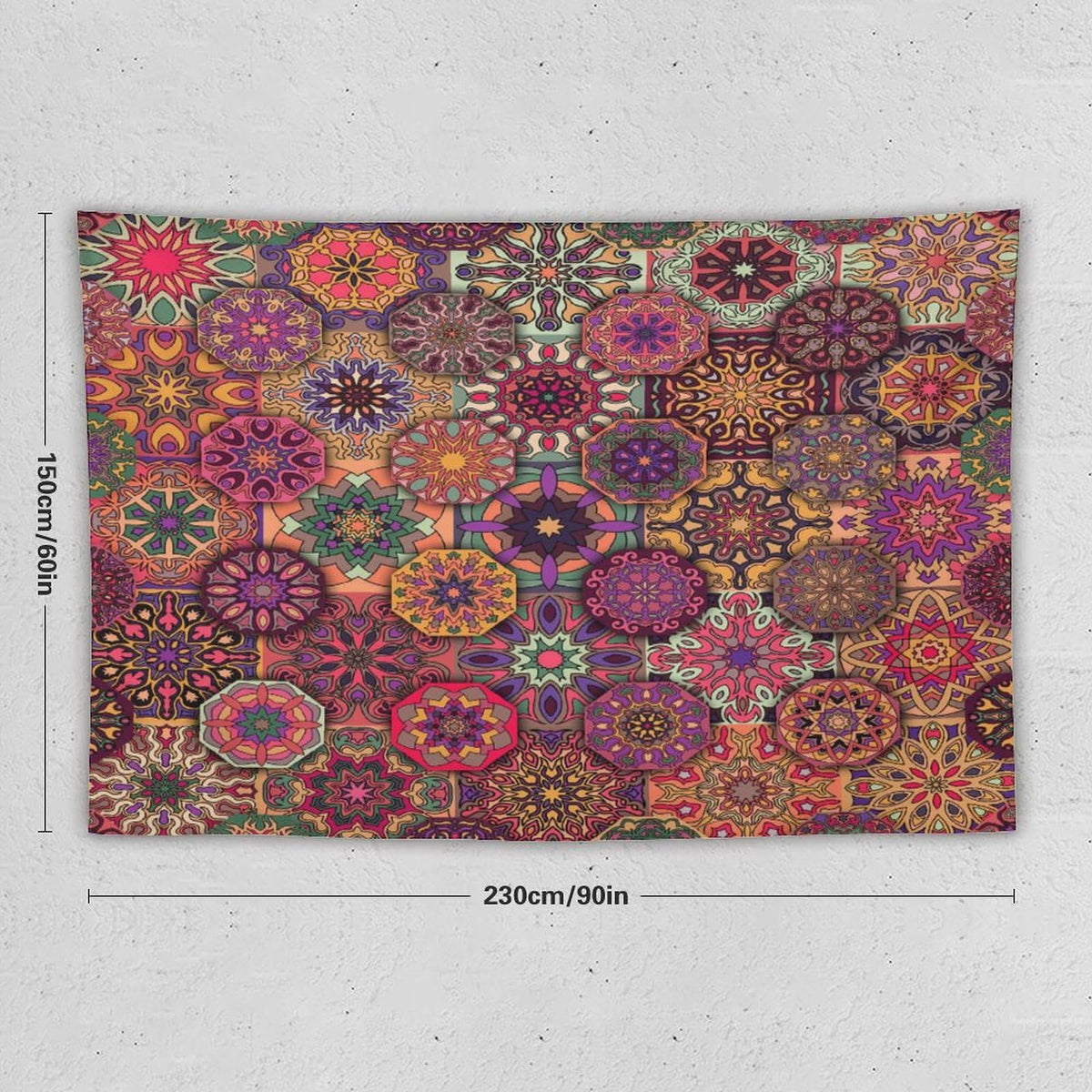 Mandala Indian Bohemian Tapestry Wall Hanging Paisley Purple Floral Boho Abstract Tribal Tapestries Home Decor for Living Room Bedroom Apartment Farmhouse Dorm 60"x90" (60"L x 90"W / Mandala-25)