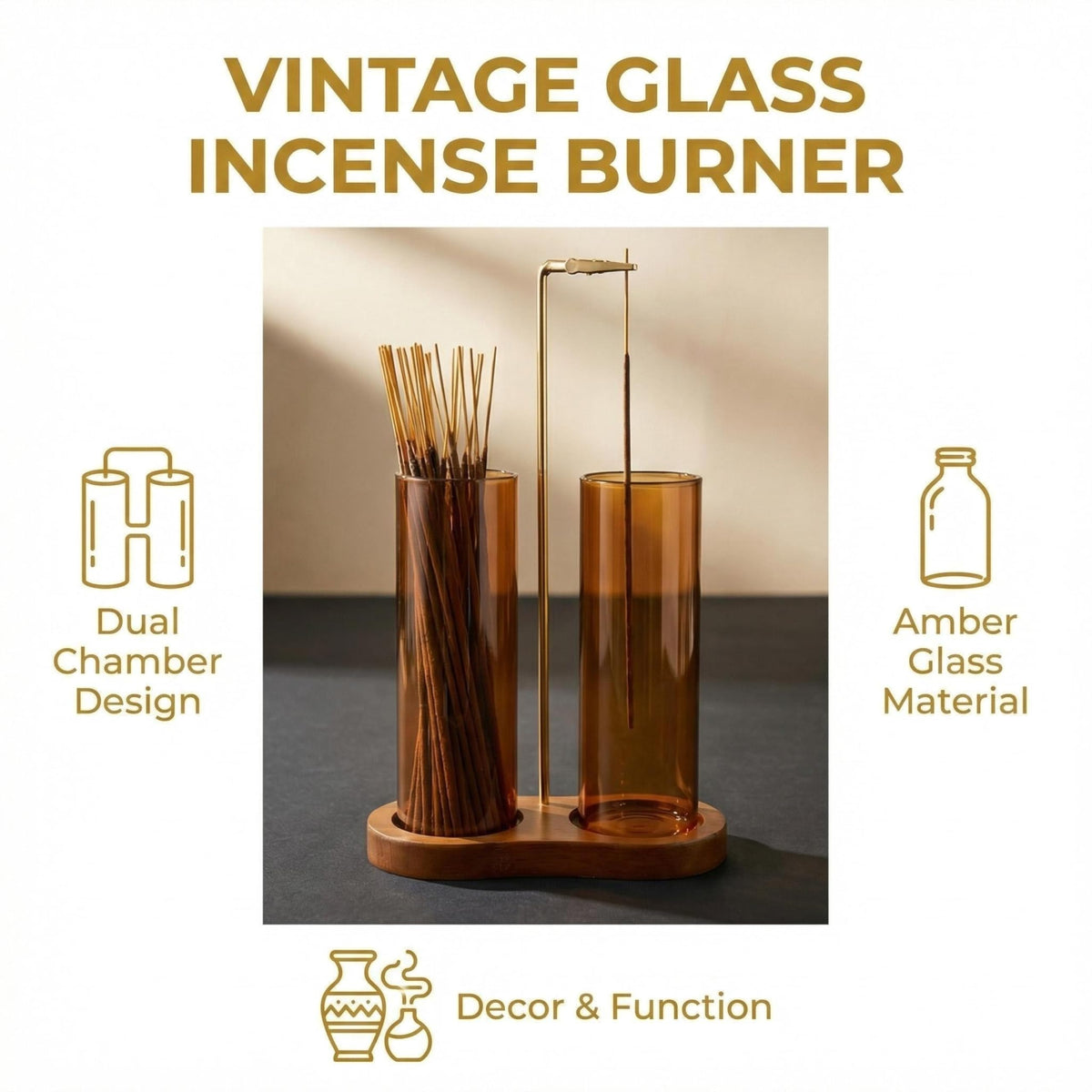 Amber Glass Incense Holder (Amber)