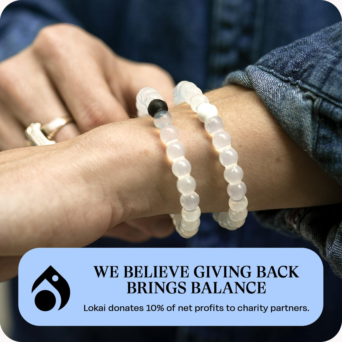 Classic Clear Beaded Silicone Bracelet for Women & Men (Classic Clear / Medium 6.5")