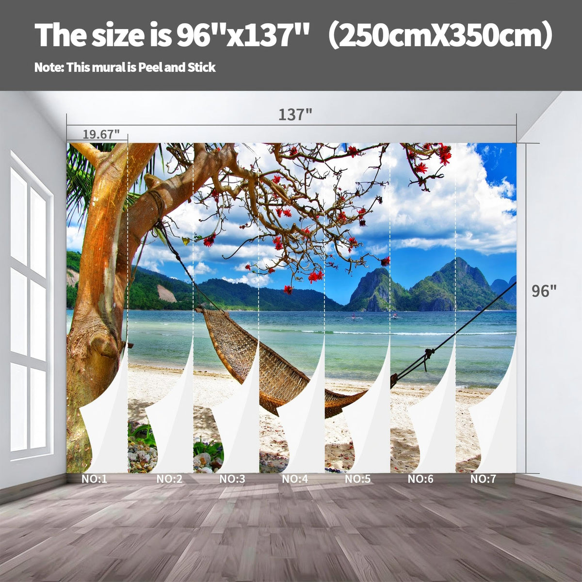 Peel Stick Wall Mural Wallpaper Ocean 137"x96" Decor A16 (A16 / 137" x 96")