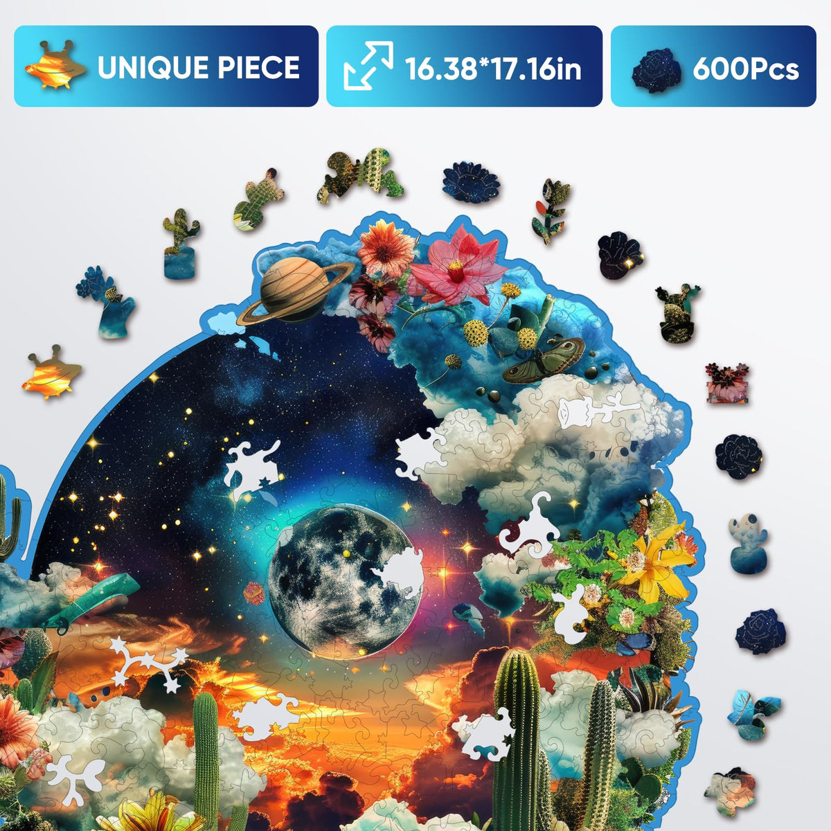 Wooden Puzzles for Adult (600Pcs / Sun Moon)