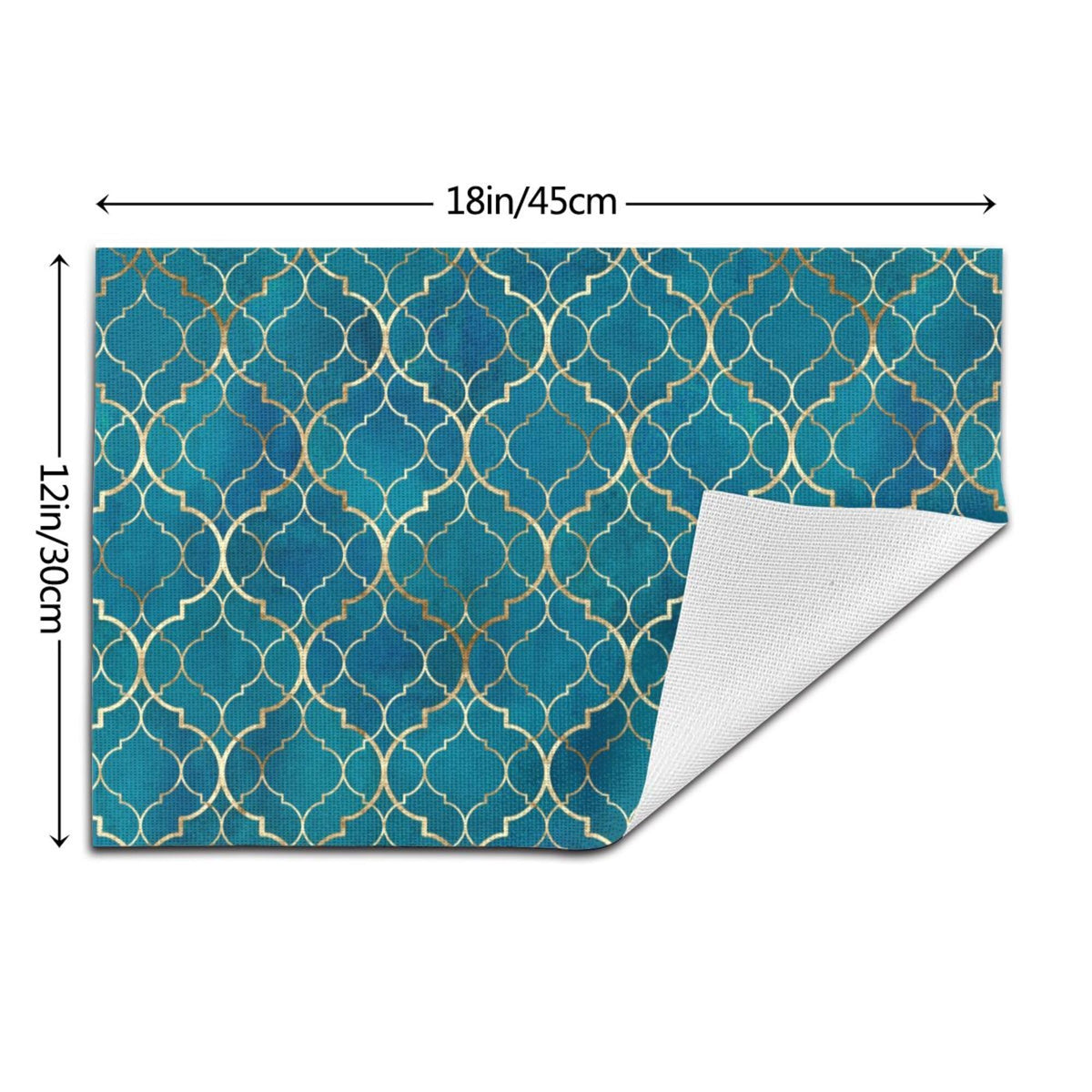 Blue Teal and Gold Modern Placemats Set of 4 (Teal and Gold Retro / 4pcs - 12x18inch)