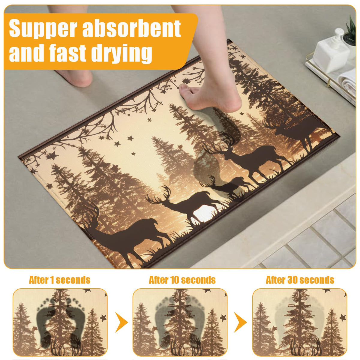 Forest Deer Bath Mat for Bathroom (Forest Deer)