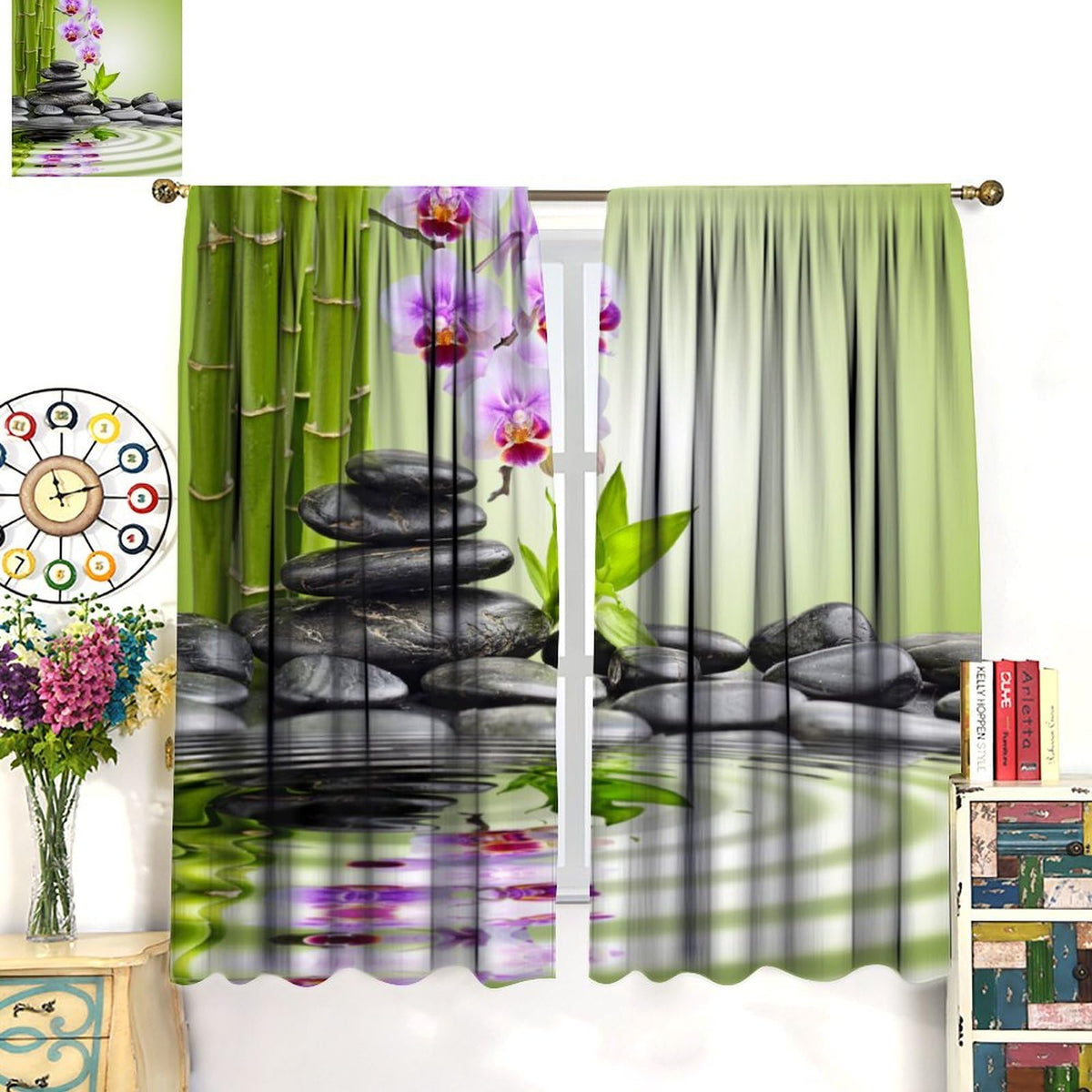 Japanese Zen Culture Blackout Curtains for Bedroom (42"W x 84"L (Pack of 2) / Style-1)