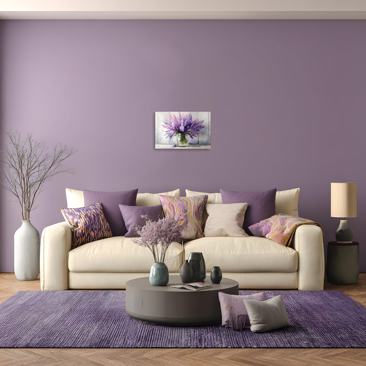 1 Panel Purple Pictures Wall Decor Purple Artwork Lavender Wall Art Country Floral Canvas Prints Botanical Art Watercolor Flower Bathroom Bedroom Decor Painting Ready to Hang 12x18 Inches (18"L x 12"W / Purple Flower 13)