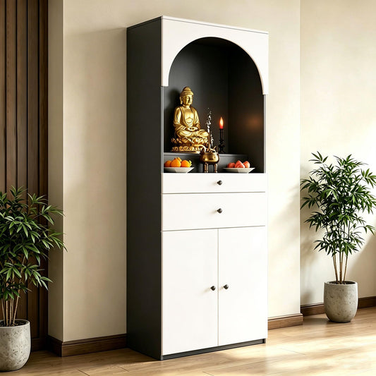 Altar Table Solid Wood (White+dark Gray / 23.6×15.7×65.4in)