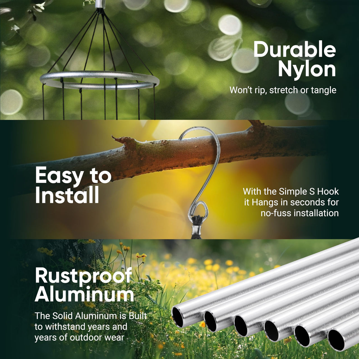 Nature’s Melody Aureole Tunes Wind Chimes (28" / Silver)