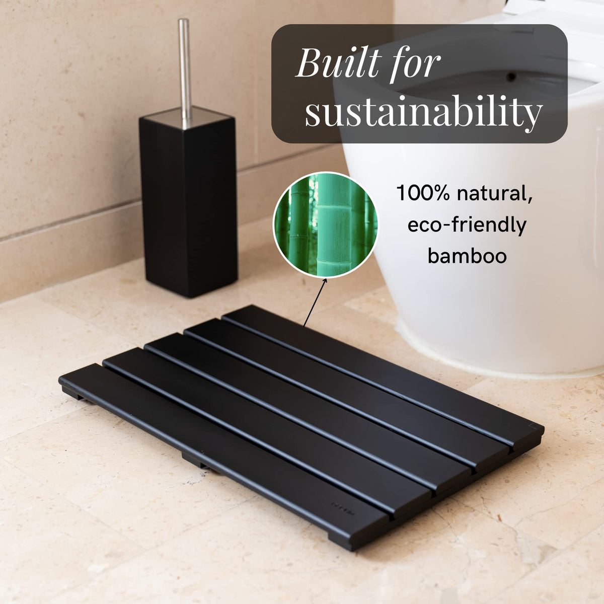 Bamboo Bath Mat (Black / 19.7" x 13" (Rectangular))