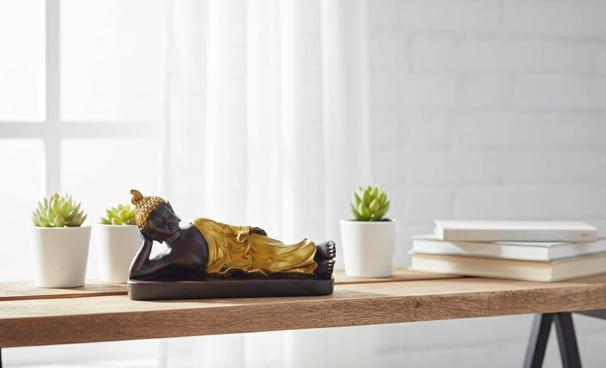 Reclining Buddha Statue (Gold Brown)