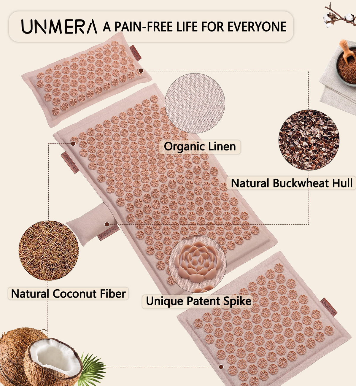 Acupressure Mat and Pillow Set (Pastel Pink)