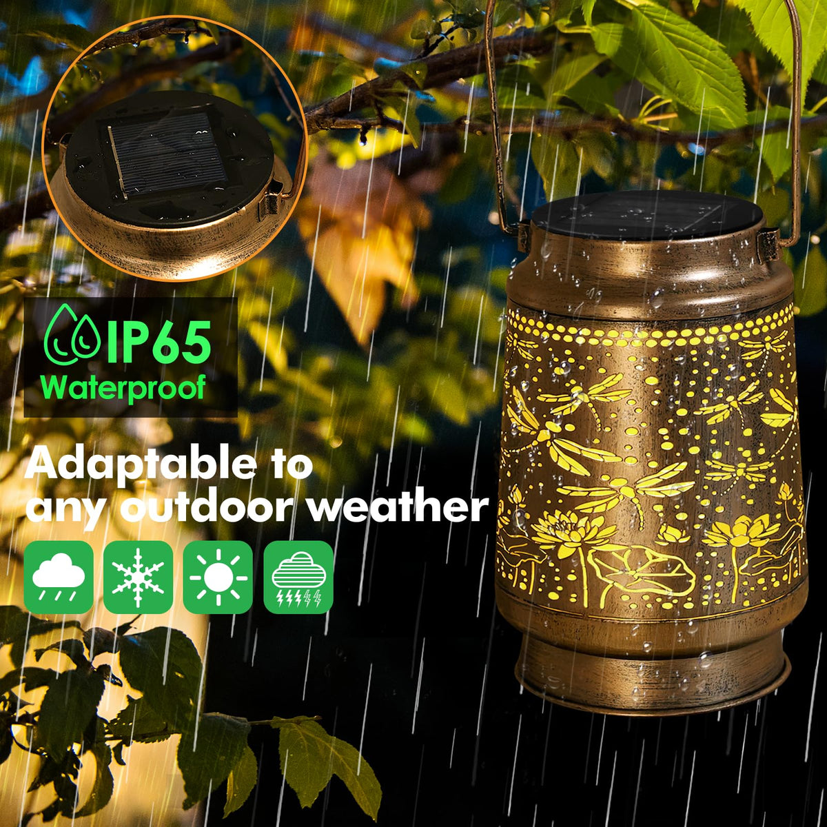 Solar Lanterns Waterproof Outdoor Garden Decor Birthday Gift for Women Mom (3.9''x10.8'')
