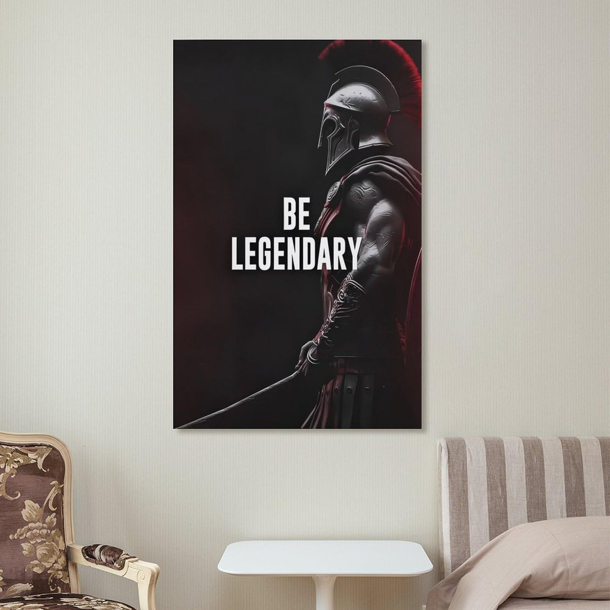 Be Legendary Spartan Warrior Motivational Print Canvas Printing Wall Art Prints Wall Decor Posters Dark Red Black Minimalist Stoic Gym Office Living Room Bedroom Decor 20x30inch (style-40 / 20x30inch(50x75cm) Frame)