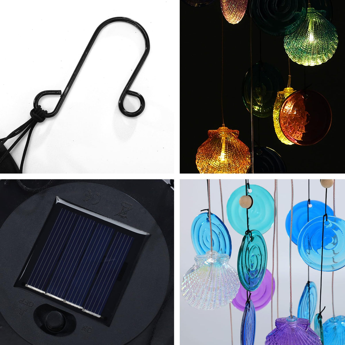 Solar Seashell Wind Chime with LED Light