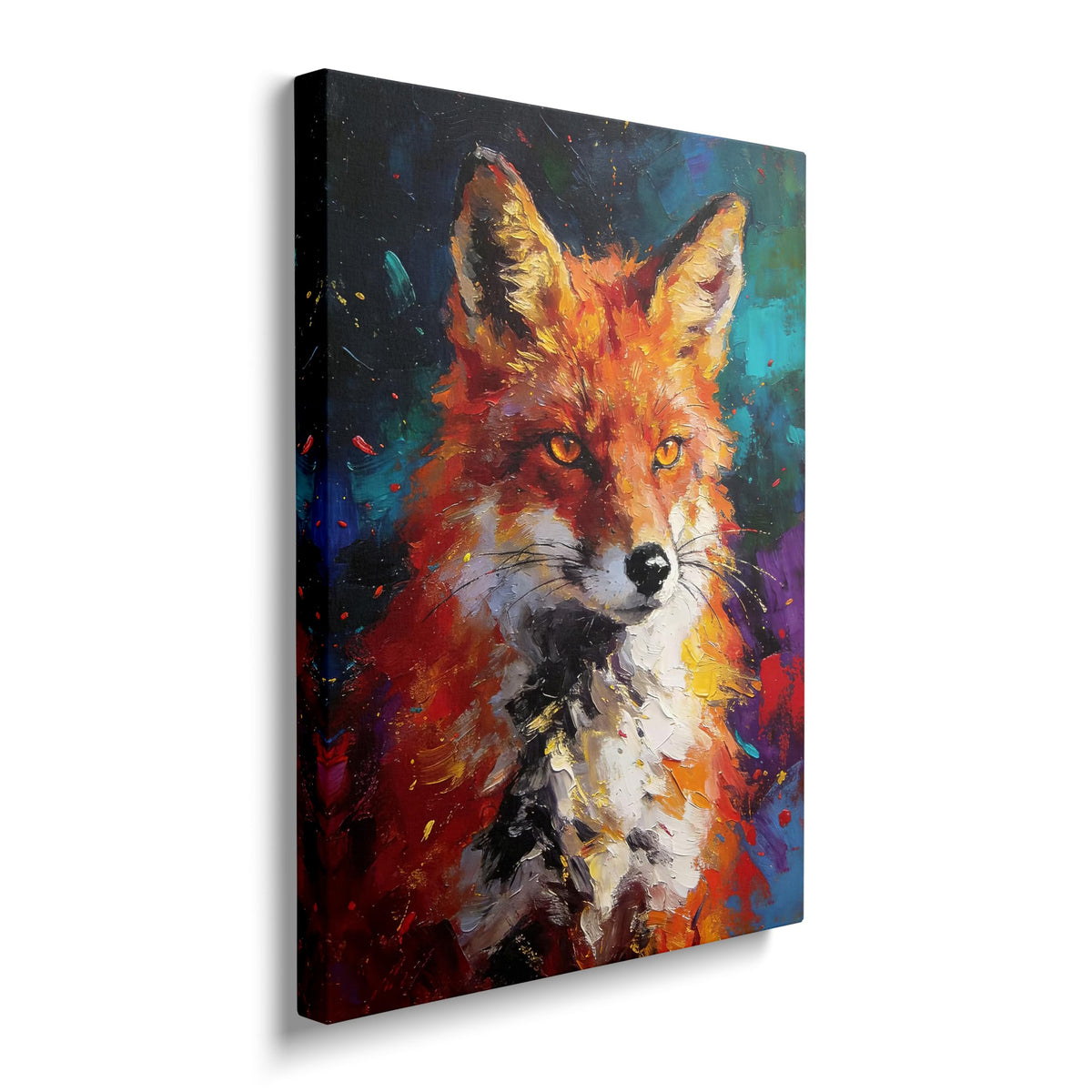 Colorful Fox Canvas Wall Art Animal Framed Printing‌ Modern Decor 16"x24" (Colorful Fox / 24"L x 16"W)