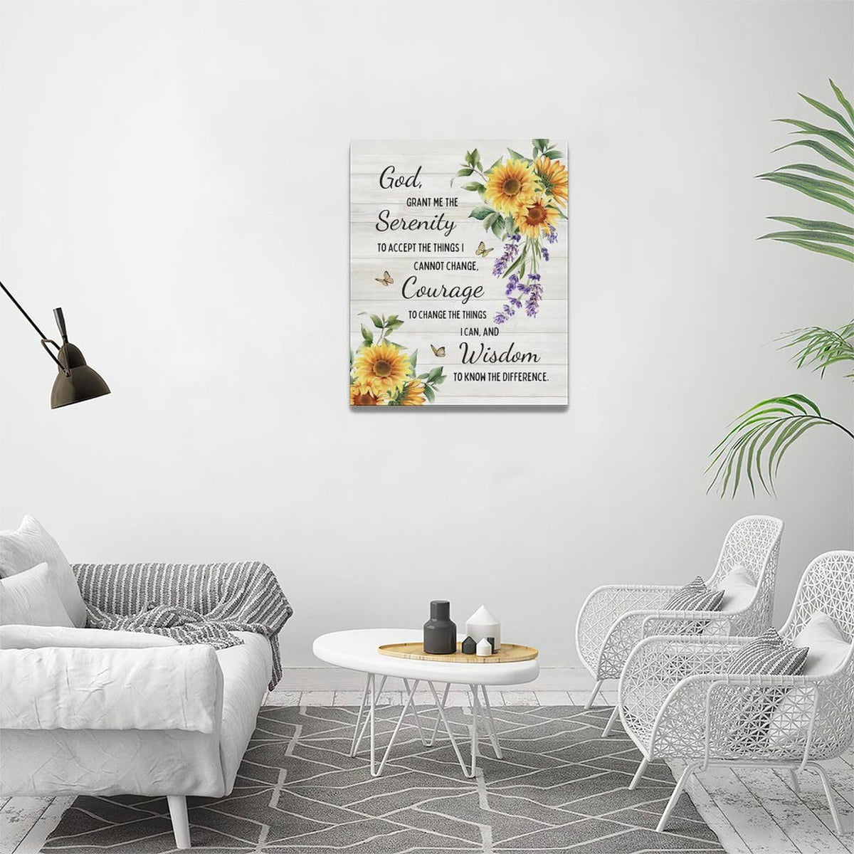 Serenity Prayer Wall Decor Christian Religious Sunflower Pictures Inspirational Bible Verses Scripture Canvas Wall Art God Painting Home Modern Artwork Framed for Living Room Bedroom Office 16x20inch (20"L x 16"W / Serenity Prayer)