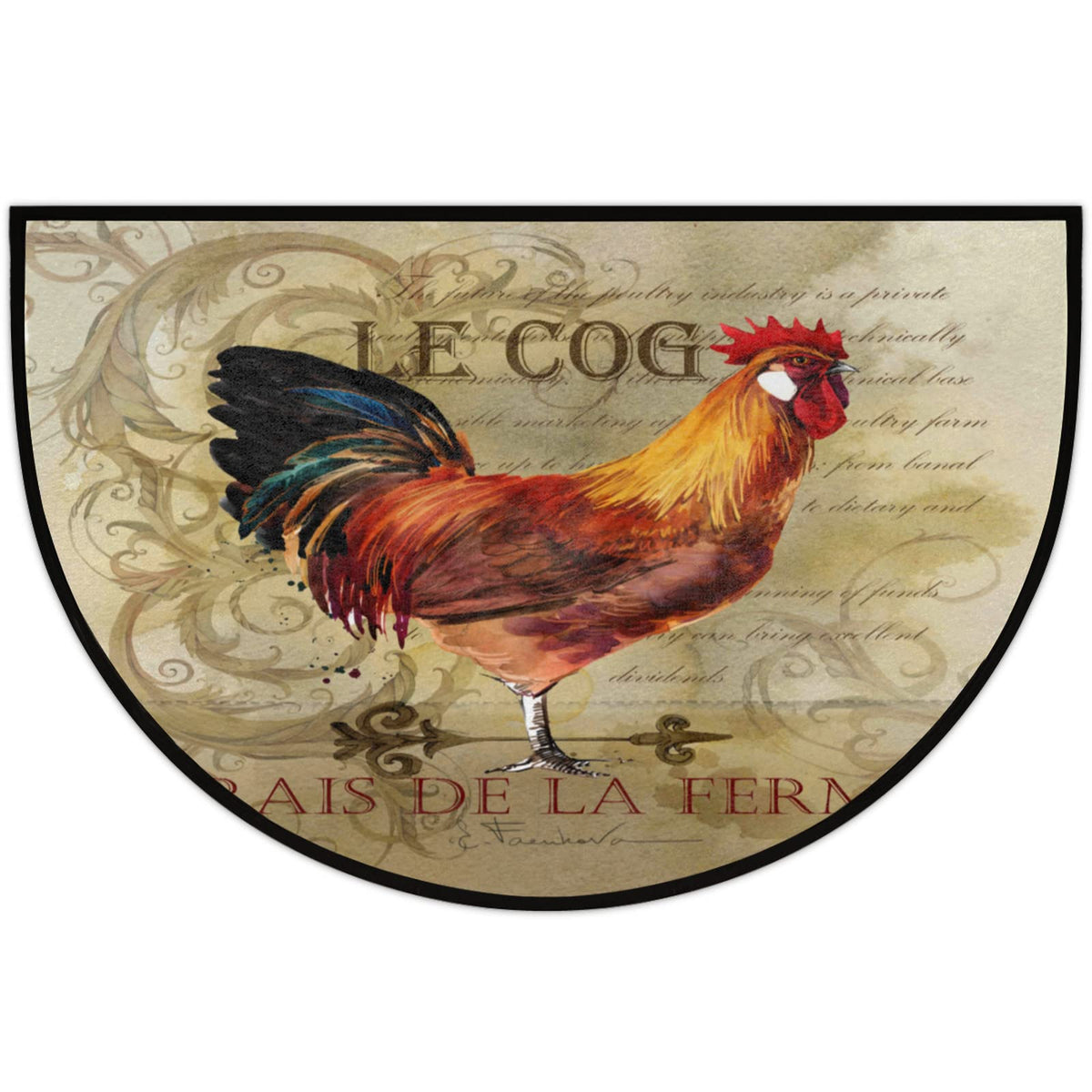 Vintage Rooster Half Round Doormat Vintage Animal Rooster Non (A04:vintage Rooster)