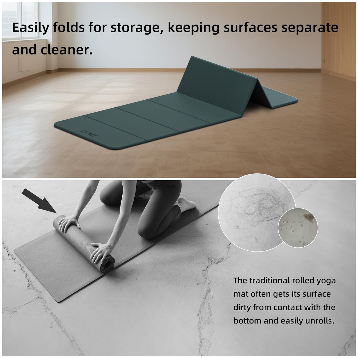 Foldable Yoga Mat (Forest green+Charcoal)