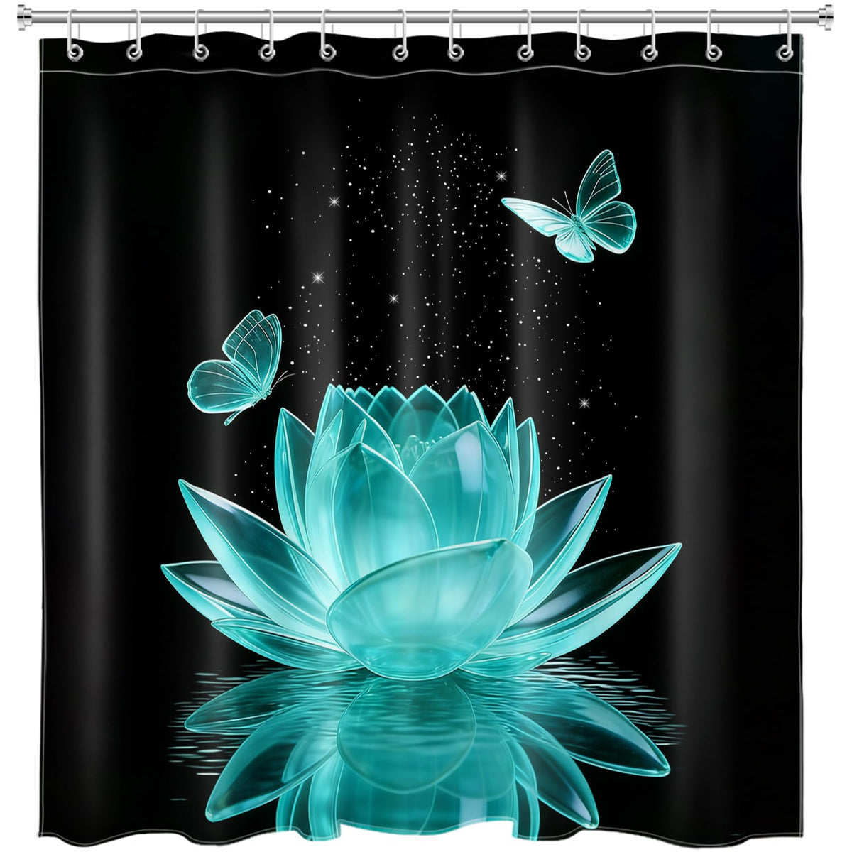 Teal Water Lily Shower Curtain for Bathroom (Teal / 72"W x 72"L (Pack of 1))