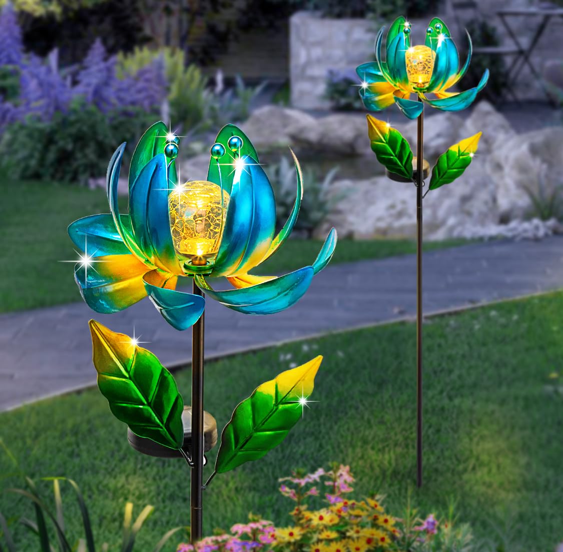 Solar Yard Lights Wind Spinners (Blue-standard)