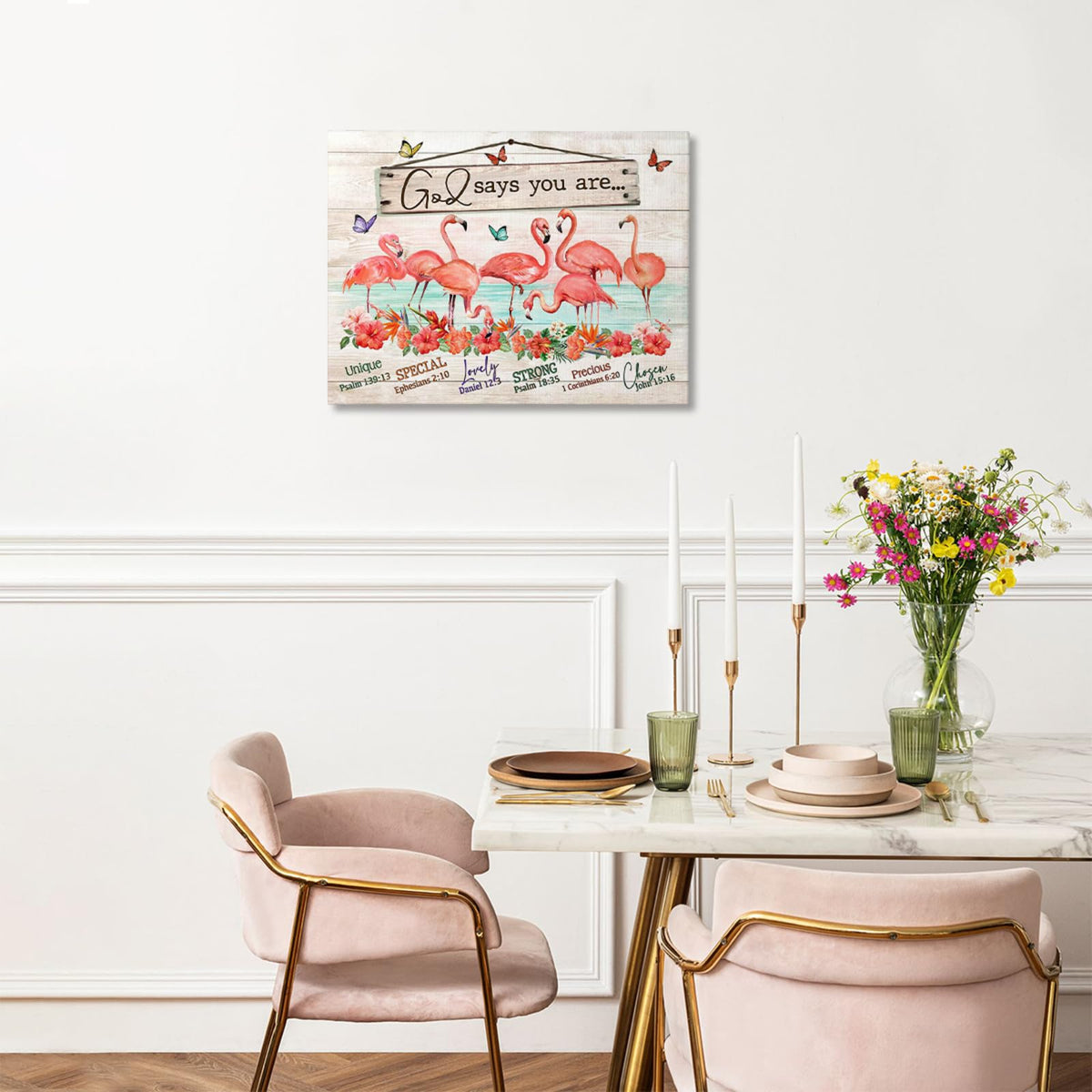 Pink Flamingo Bathroom Decor Wall Art (Pink / 20"L x 16"W)