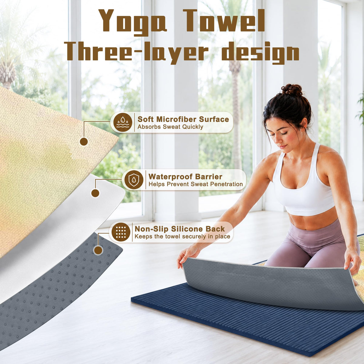 Yoga Mat Towel (Green Sunset / Casual)