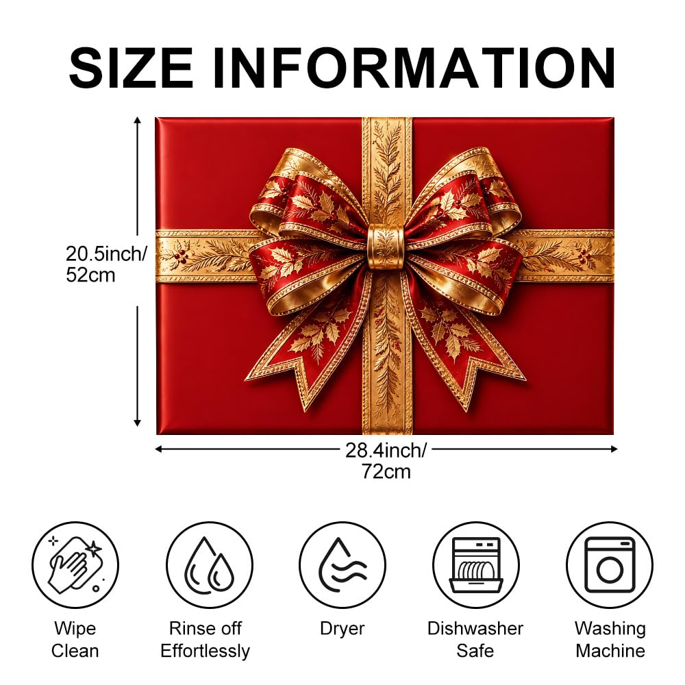 Christmas Gift Bow Stove Top Cover 28.35x20.47 in Holiday Mat (Colorful3684)