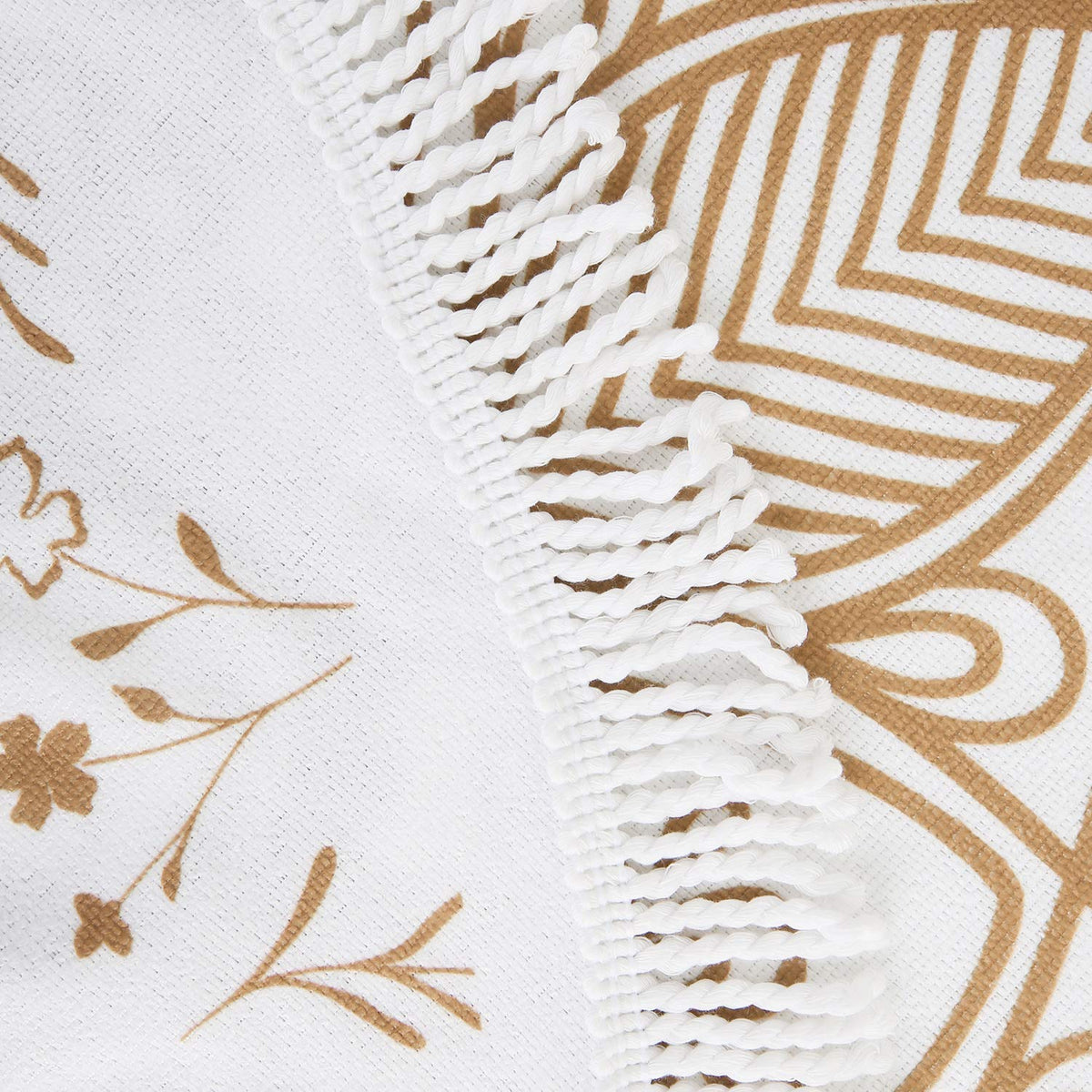 Oversized Round Gold Yellow Mandala Beach Towel Blanket (Yellow Golden Beige Mandala)