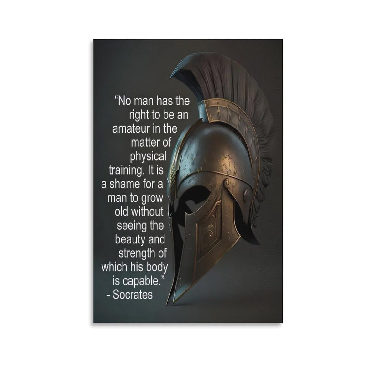 Socrates Physical Training Quote Spartan Helmet Canvas Printing Wall Art Prints Wall Decor Posters Motivational Gym Philosophy Modern Minimalist Living Room Bedroom Office 12x18inch (style-25 / 12x18inch(30x45cm) Unframe)