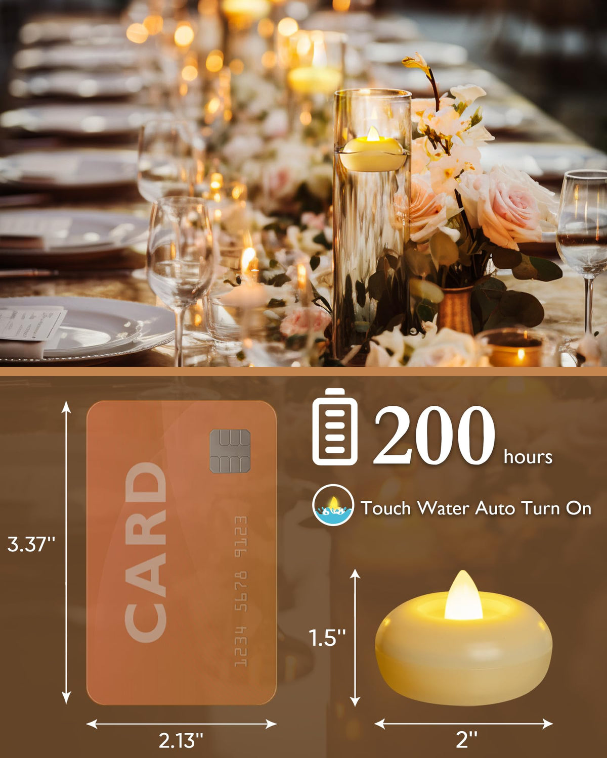 48 Pack 2” Flameless Led Floating Candles (Ivory, 48Pack)