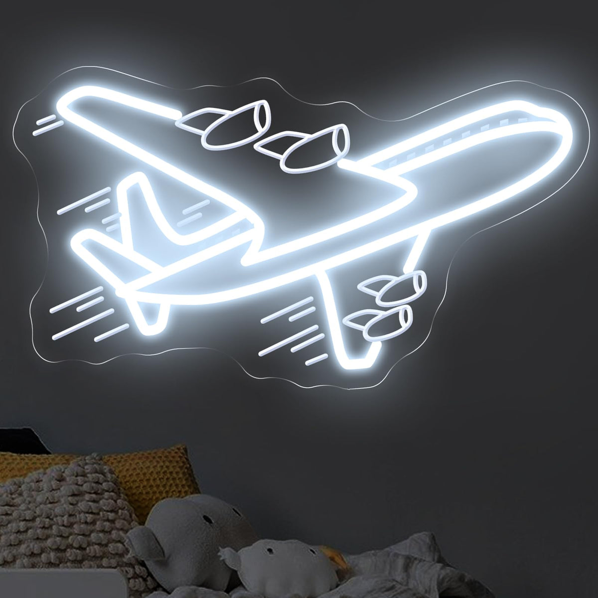 Airplane Neon Sign (Airplane-2-White)