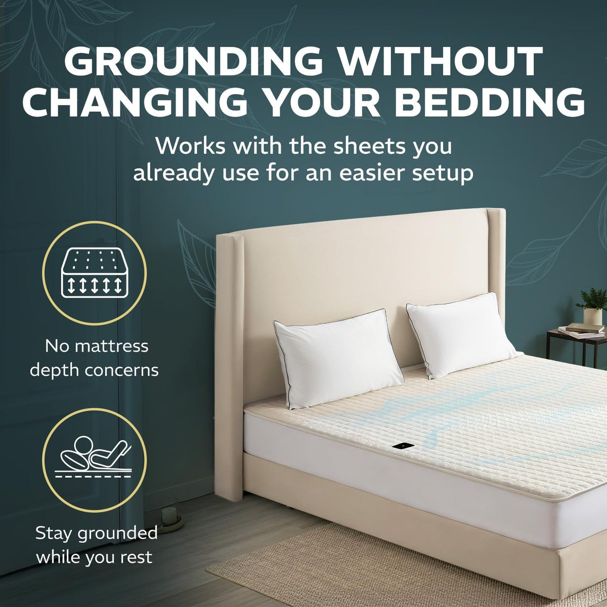 Quilted Cotton Grounding Mat for Bed with Pure Silver Fiber and Magnets (Twin)